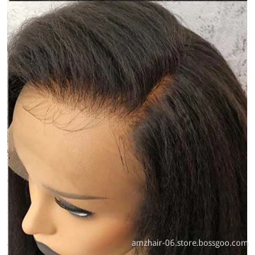 Full HD Transparent Lace Front Wig For Black Women Kinky Straight Brazilian Mink Virgin Human Hair Frontal Lace Wig Pre Plucked